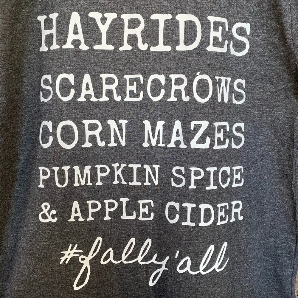 Bella Canvas, Womens Fall Y'all Graphic T-Shirt Gray Short Sleeve Autumn Size XS
